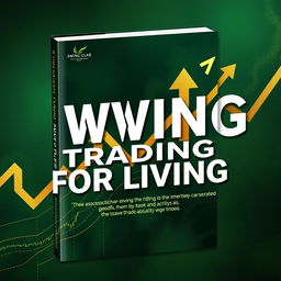 A stunning book cover for 'SWING TRADING FOR LIVING', presented in capital letters for a bold and commanding look