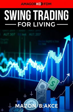 A modern and visually appealing book cover for 'SWING TRADING FOR LIVING', designed specifically for Amazon KDP