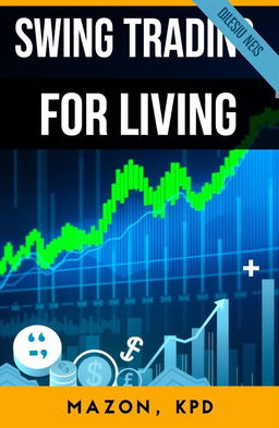 A modern and visually appealing book cover for 'SWING TRADING FOR LIVING', designed specifically for Amazon KDP