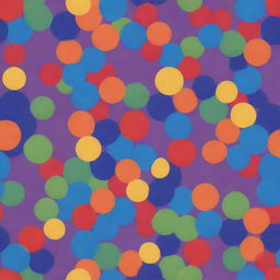 Generate a cartoon-style image featuring cells in a transitioning color sequence from red, orange, yellow, green, blue, indigo, to violet. The image should have slightly blurred edges, enhancing the playful, whimsical feel.