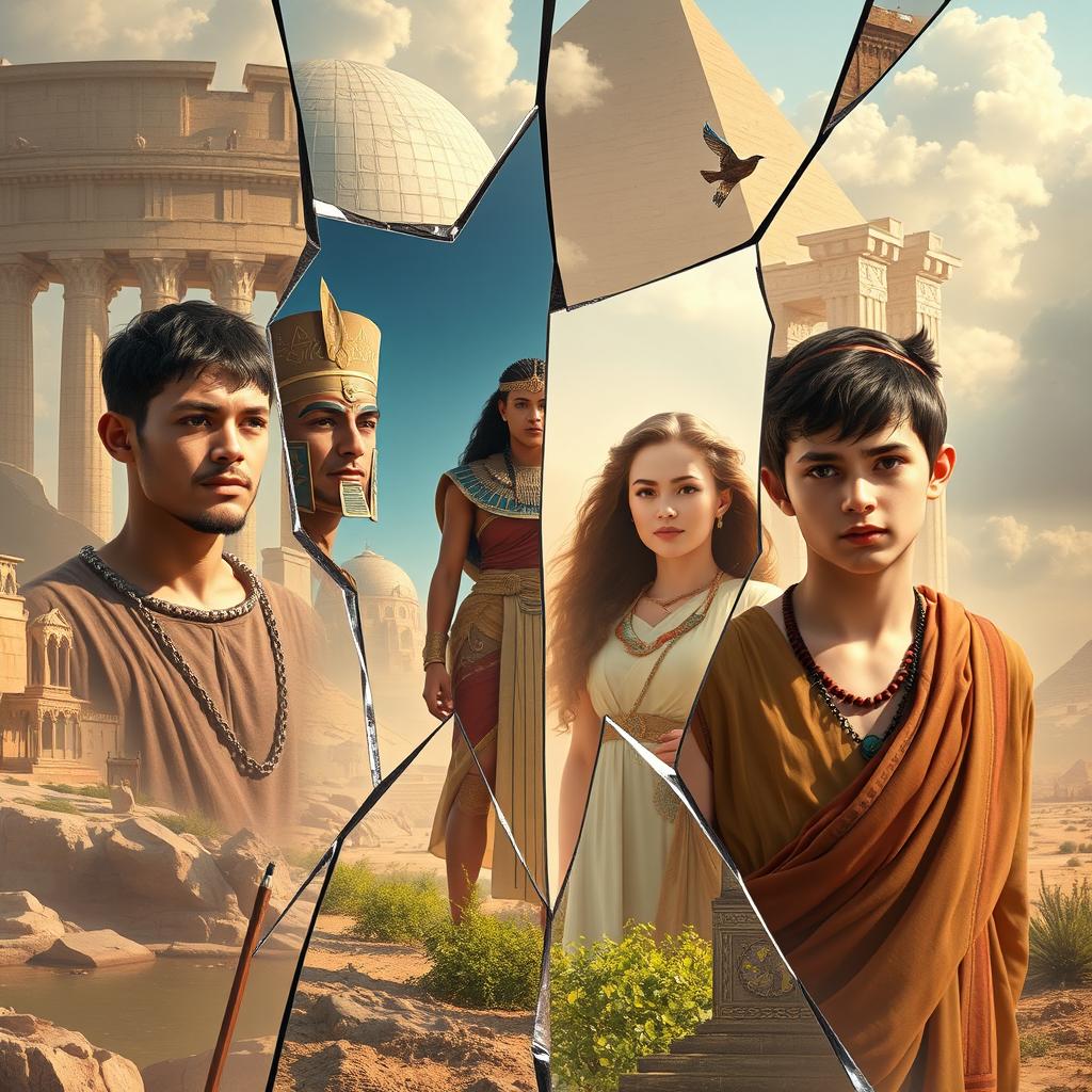 A mesmerizing and imaginative portrayal of a futuristic world, combining elements from the Roman Empire, ancient Egypt, the Han Dynasty, fallen Jerusalem, and ancient Greece