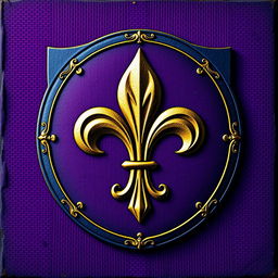 An emblem of a medieval European civilization featuring a large, ornate fleur-de-lis at the center of a shield