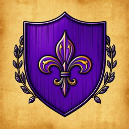 An emblem of a medieval European civilization featuring a large, ornate fleur-de-lis at the center of a shield