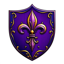 An emblem of a medieval European civilization featuring a large, intricately designed fleur-de-lis at the center of a majestic shield