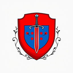 An emblem representing a medieval European civilization, featuring a prominent shield design with a stylized sword at its center