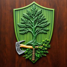 An emblem of a medieval European civilization featuring a shield with a beautifully carved pine tree at its center, embodying strength and resilience