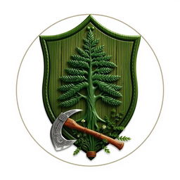 An emblem of a medieval European civilization featuring a shield with a beautifully carved pine tree at its center, embodying strength and resilience