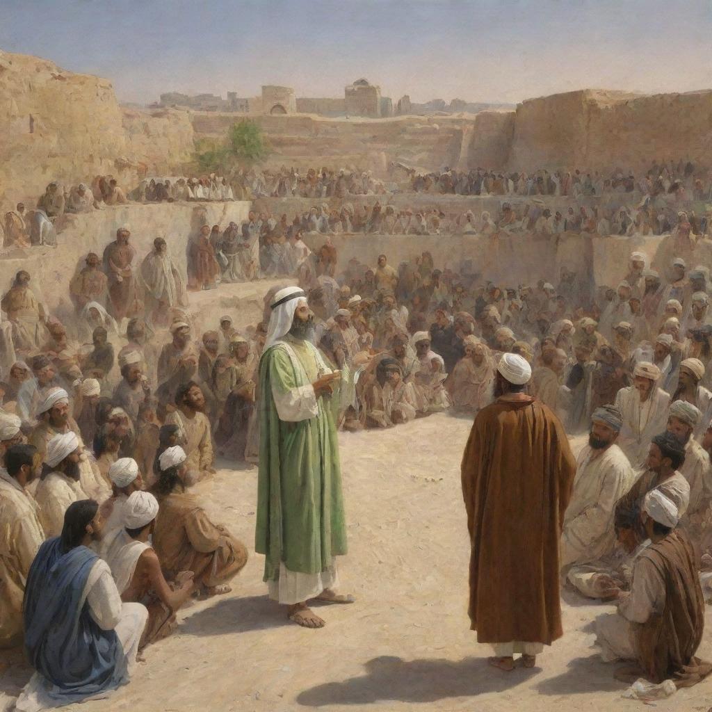 Prophet Ibrahim preaching to all of Babylonian society