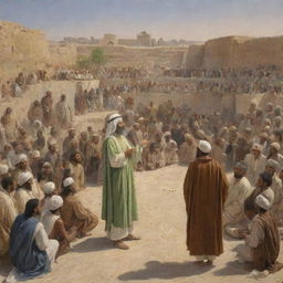 Prophet Ibrahim preaching to all of Babylonian society