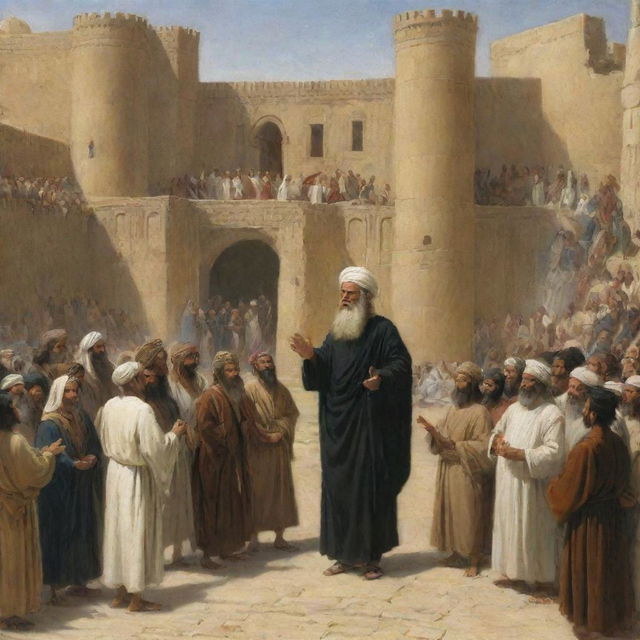 Prophet Ibrahim preaching to all of Babylonian society