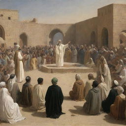 Prophet Ibrahim preaching to all of Babylonian society