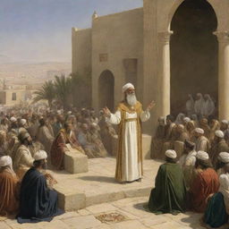 Prophet Ibrahim preaching to all of Babylonian society