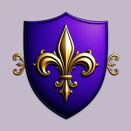 An emblem representing a medieval European civilization, centered around a grand shield featuring a large and ornate fleur-de-lis