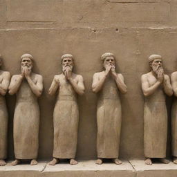 Babylonian society ignoring the preaching, covering their ears