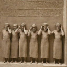 Babylonian society ignoring the preaching, covering their ears