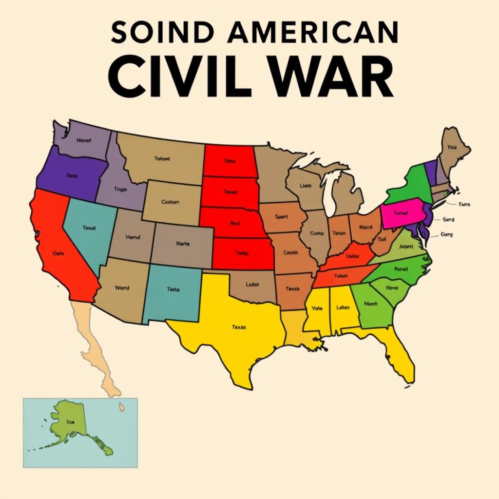 A detailed map of the United States of America depicting the Second American Civil War