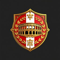 An emblem representing a medieval European kingdom, featuring a classic Roman shield as the central motif