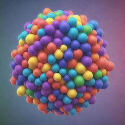 Generate a 3D image of a cartoon-style cell exhibiting vibrant rainbow colors, with a slight blur at the edges to enhance depth, exploring the whimsical side of cell structure.