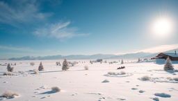 A serene and picturesque view of Yakutia, capturing the essence of traditional Siberian landscapes