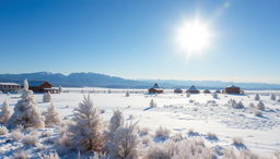 A serene and picturesque view of Yakutia, capturing the essence of traditional Siberian landscapes