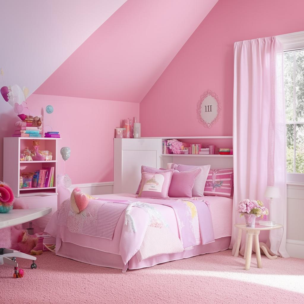 Generate an image of a tastefully decorated 10x12 room suitable for a 14-year-old girl, maintaining a balance between youthful and mature elements.