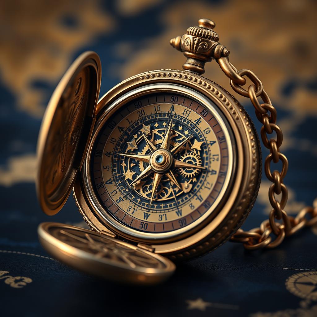 A stunningly designed time compass integrated into a pocket watch