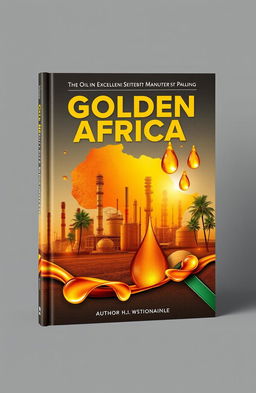 A visually striking book cover design featuring a blend of modern industrial oil refineries juxtaposed with natural elements like palm trees and oil droplets