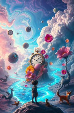 A surreal and vibrant dreamscape that embodies the phrase 'Expect the unexpected'