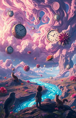 A surreal and vibrant dreamscape that embodies the phrase 'Expect the unexpected'