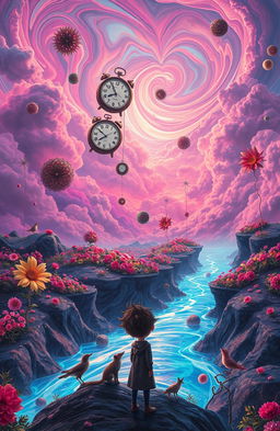 A surreal and vibrant dreamscape that embodies the phrase 'Expect the unexpected'