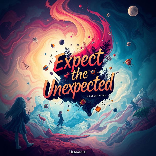 A visually striking book cover for 'Expect the Unexpected' by Hemanth