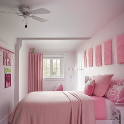 Generate an image of a tastefully decorated 10x12 room suitable for a 14-year-old girl, maintaining a balance between youthful and mature elements.