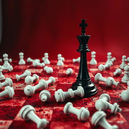 The movie cover features a surreal chessboard in disturbing shades of red and white, resembling a dystopian world