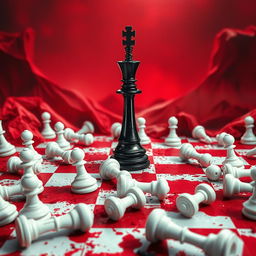 The movie cover features a surreal chessboard in disturbing shades of red and white, resembling an alien world