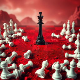 The movie cover features a surreal chessboard in disturbing shades of red and white, resembling an alien world