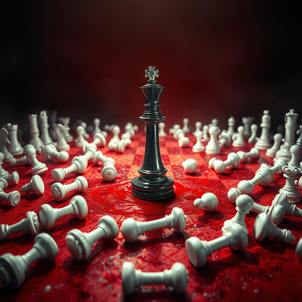 The movie cover features a surreal chessboard in disturbing shades of red and white, resembling an otherworldly realm