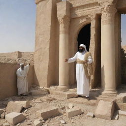 Prophet Ibrahim destroying the statues into ruins