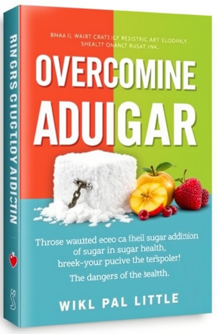 A captivating book cover design focused on overcoming sugar addiction and understanding the harm of sugar to health