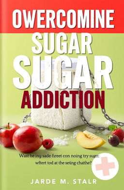 A captivating book cover design focused on overcoming sugar addiction and understanding the harm of sugar to health