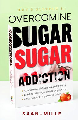 A captivating book cover design focused on overcoming sugar addiction and understanding the harm of sugar to health