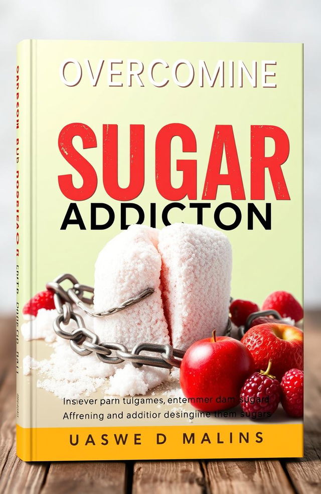 A captivating book cover design focused on overcoming sugar addiction and understanding the harm of sugar to health