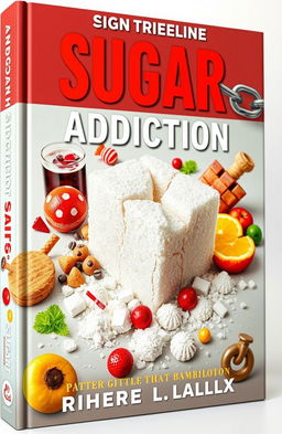 An engaging and visually striking book cover illustrating the theme of overcoming sugar addiction