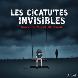 A somber and thought-provoking book cover for 'Les Cicatrices Invisibles: Quand les Parents Blessent'