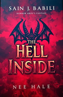 A dramatic and captivating book cover for a horror and fantasy novel titled 'The Hell Inside'