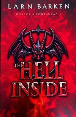 A dramatic and captivating book cover for a horror and fantasy novel titled 'The Hell Inside'