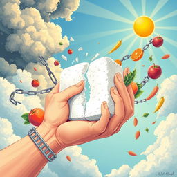 A compelling illustration centered on the theme of getting rid of sugar addiction