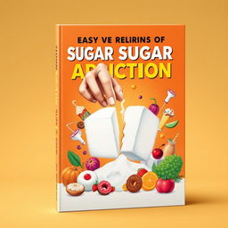 An eye-catching book cover design themed around getting rid of sugar addiction