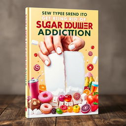 An eye-catching book cover design themed around getting rid of sugar addiction