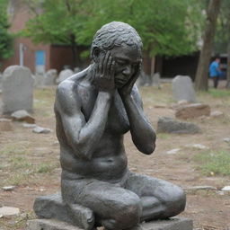 The next day, residents see the broken statues and start to cry