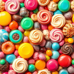 A delightful and colorful background filled with an irresistible assortment of sweets